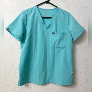 Figs Women's Aqua Blue Scrub Top